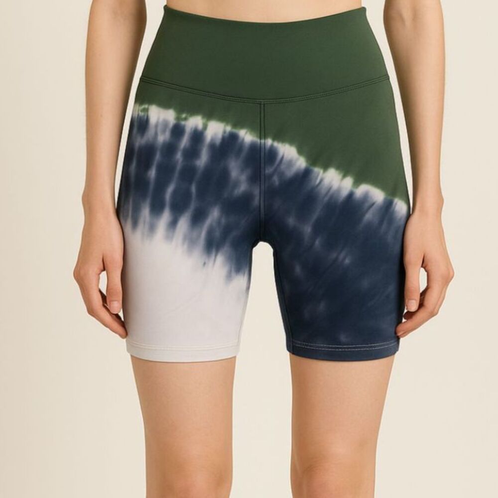 AE aerie Offline Green And Blue Tie Dye Crossover XS Bike Shorts